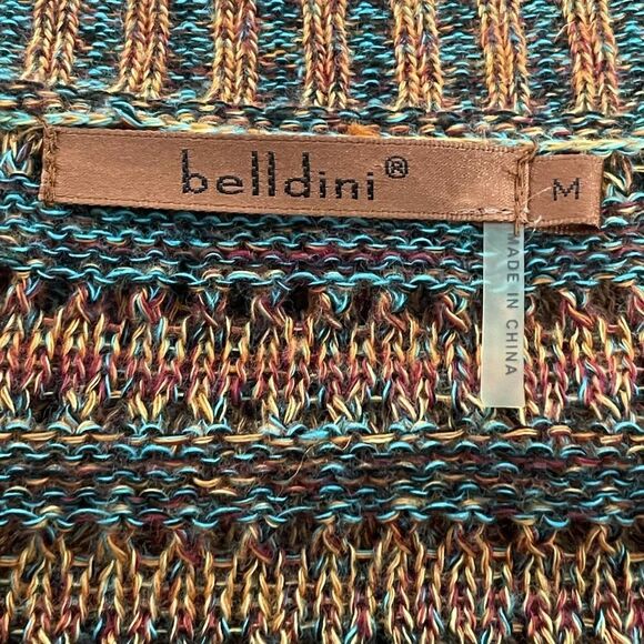 Beldini Multi color Open Front Knit Cardigan M - Picture 7 of 8